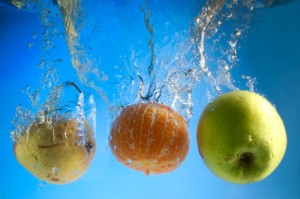 Fruit Splashing in Water